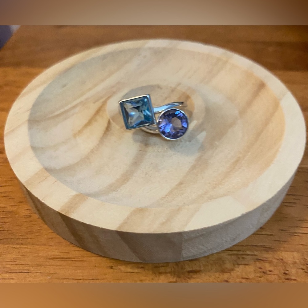 NEW Modern Pale Blue & Purple stones statement ring
